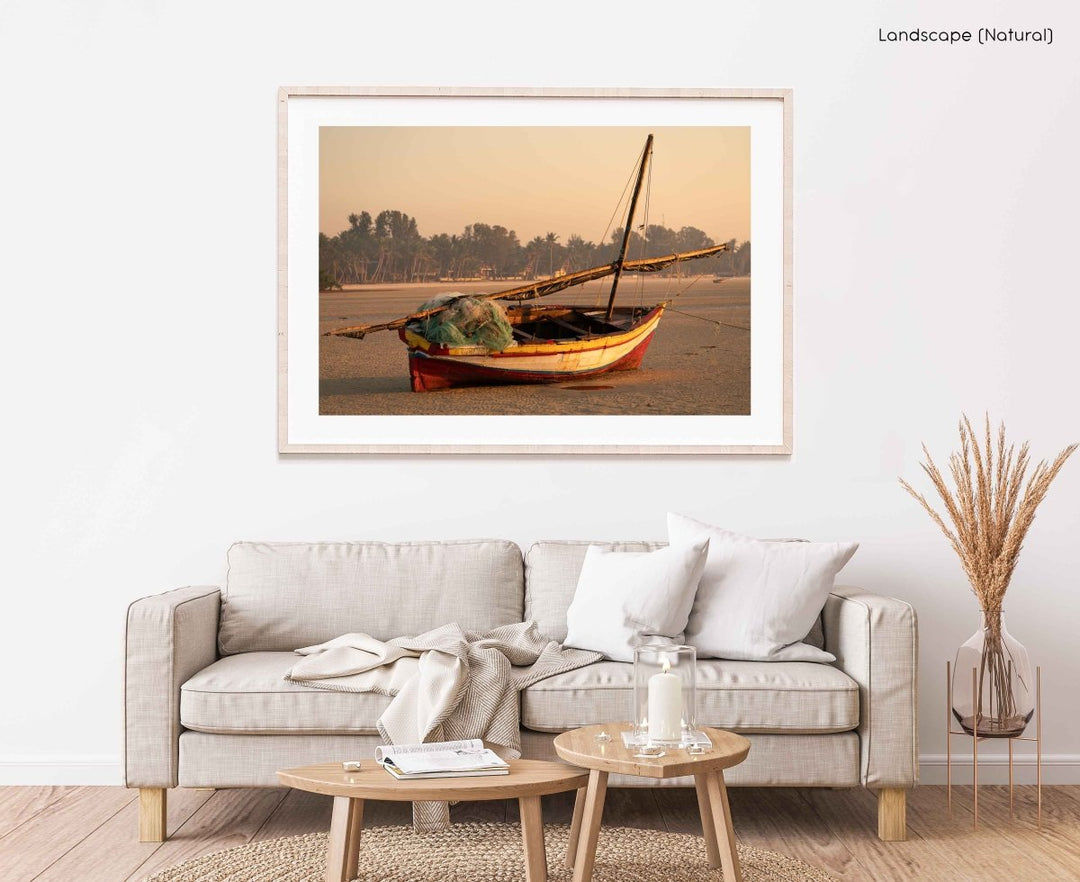 Framed Artwork with a natural frame in a living room