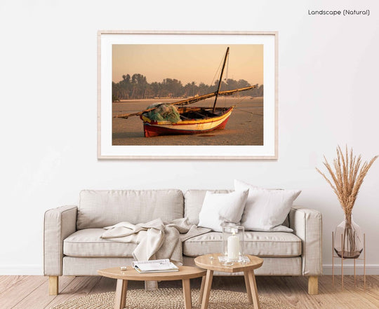 Framed Artwork with a natural frame in a living room