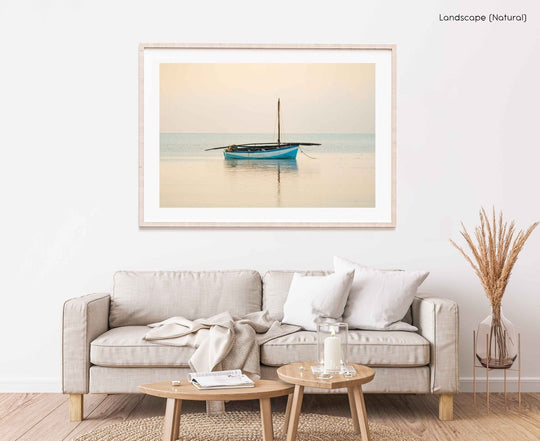 Framed Artwork with a natural frame in a living room