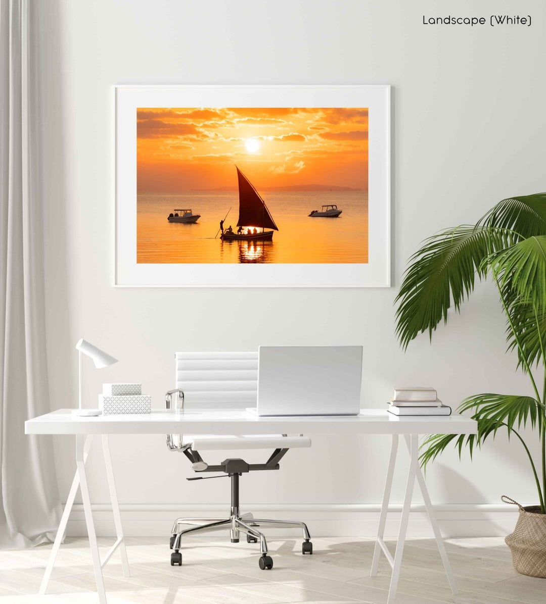 Framed Artwork with a white frame  in an office space