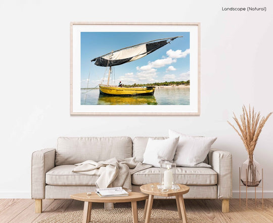 Framed Artwork with a natural frame in a living room