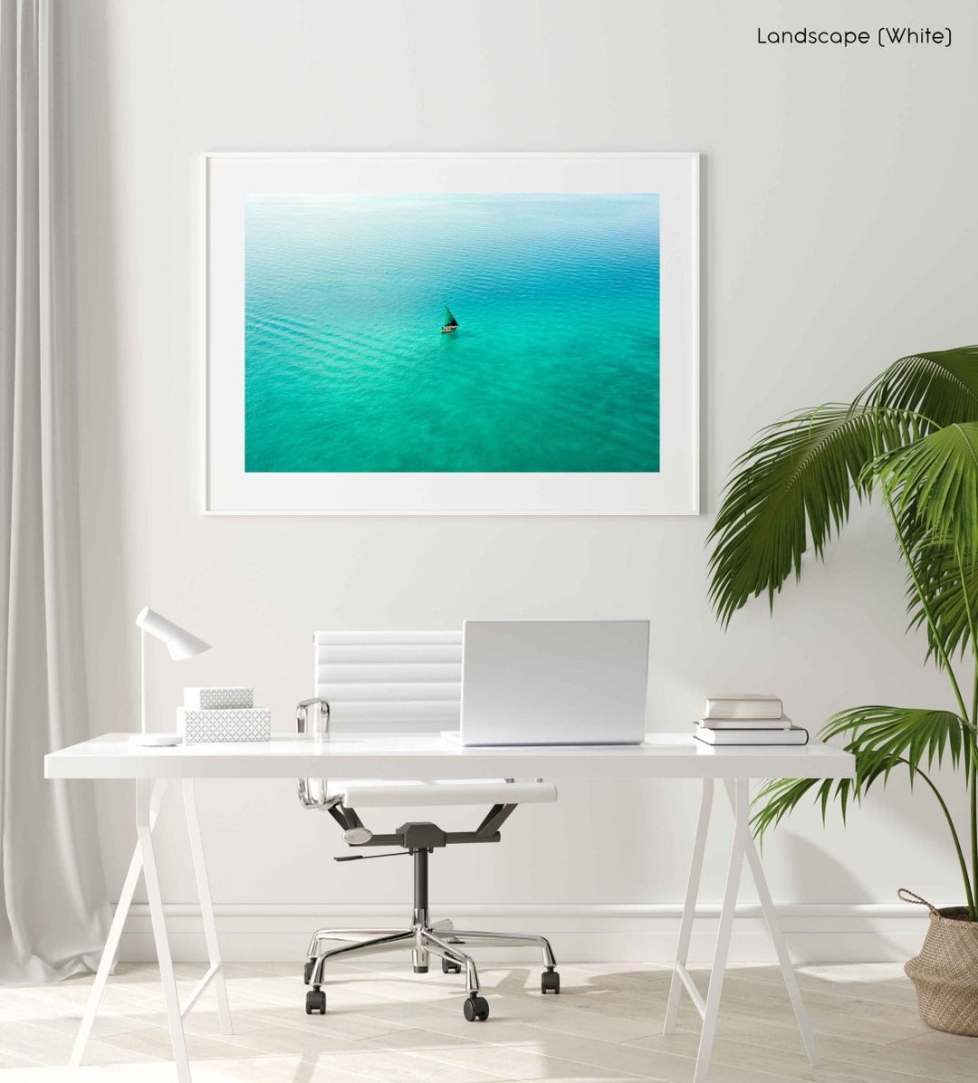 Framed Artwork with a white frame  in an office space