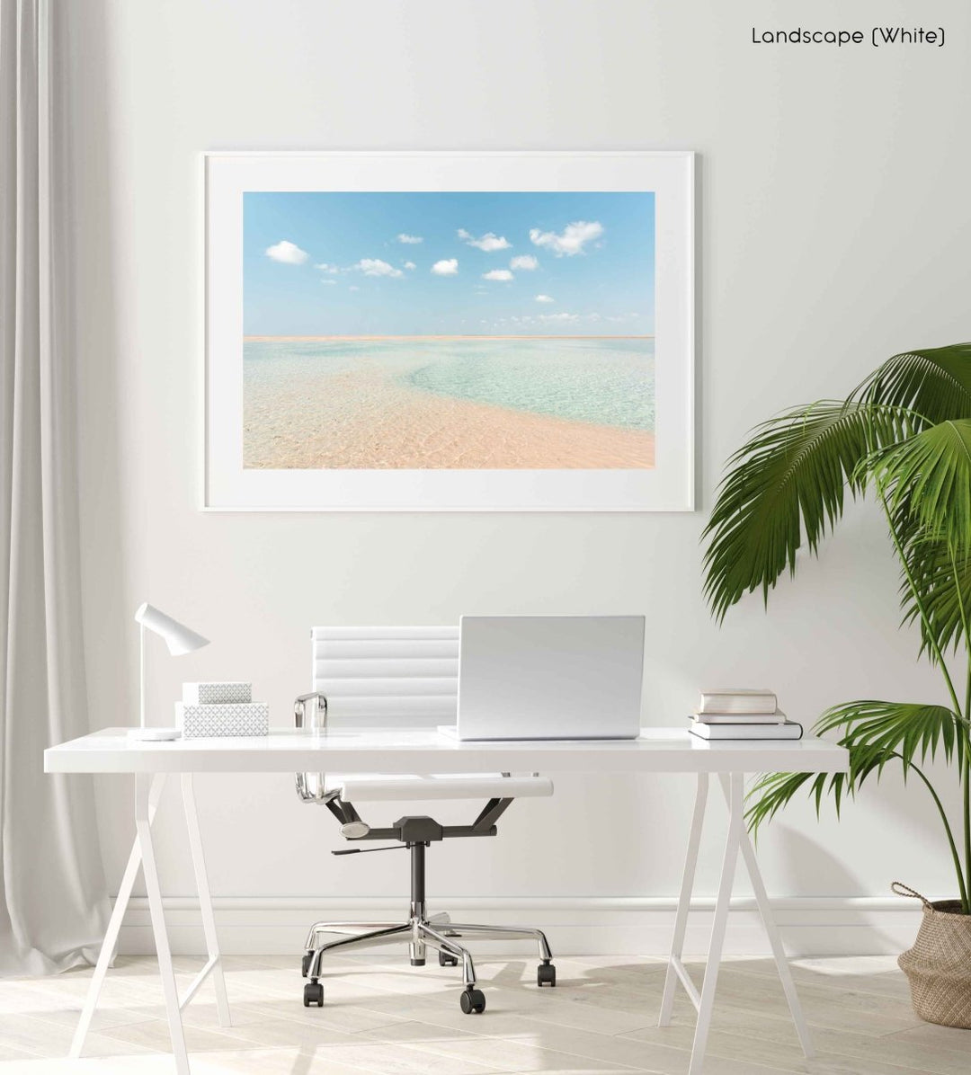Framed Artwork with a white frame  in an office space