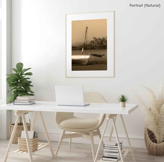Framed Artwork with a natural frame in a living room