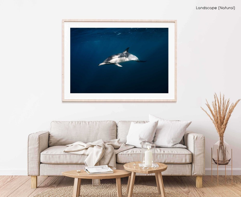 Framed Artwork with a natural frame in a living room