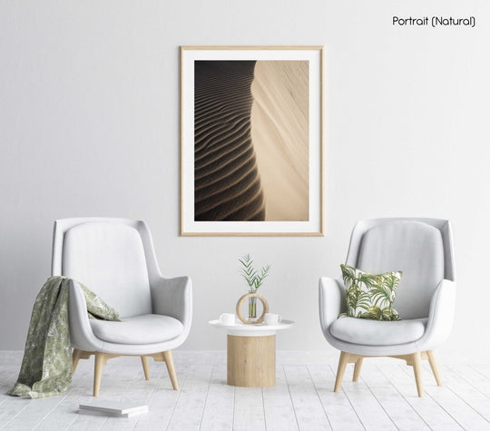 Natural lines of sand blown from wind on dunes in a natural fine art frame