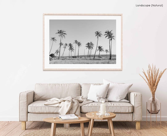 Framed Artwork with a natural frame in a living room