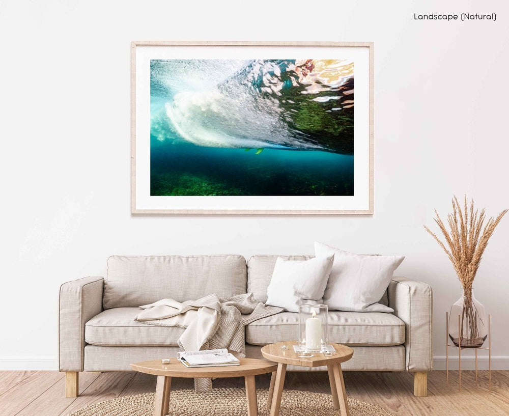 Framed Artwork with a natural frame in a living room