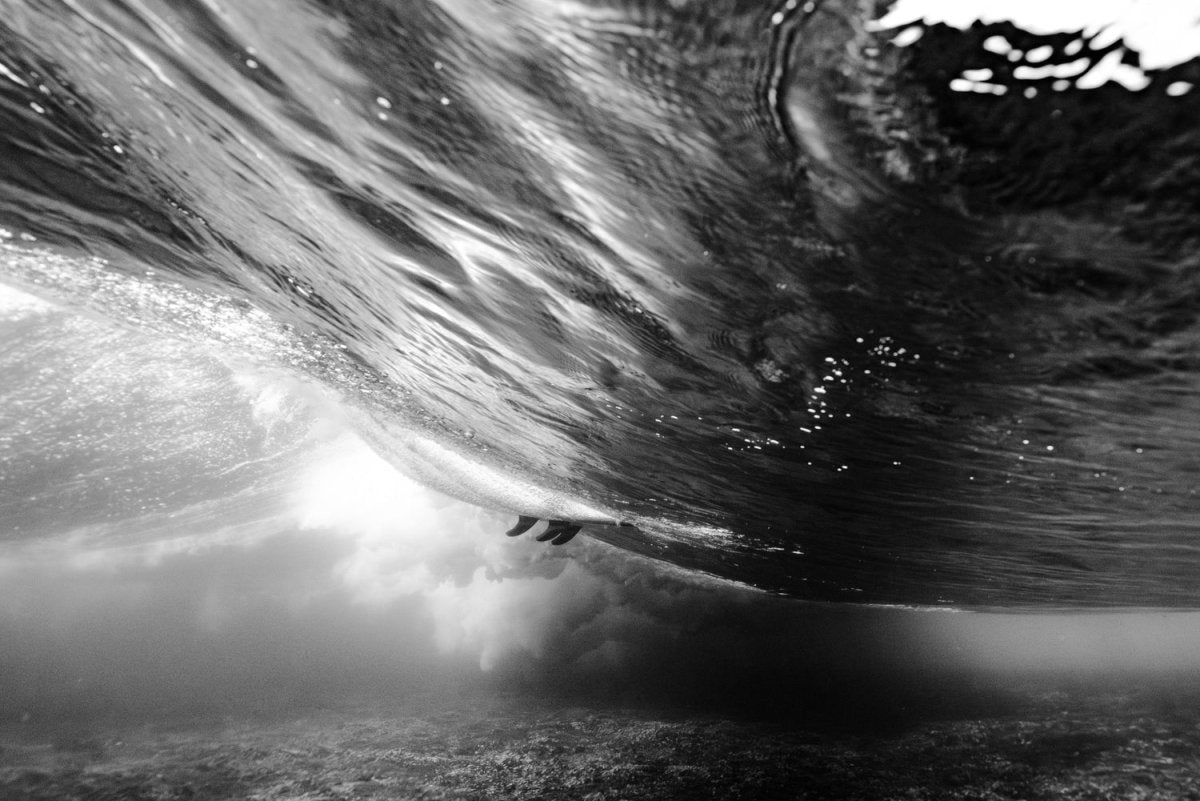 Surfer captured from underwater in Tofo, Mozambique