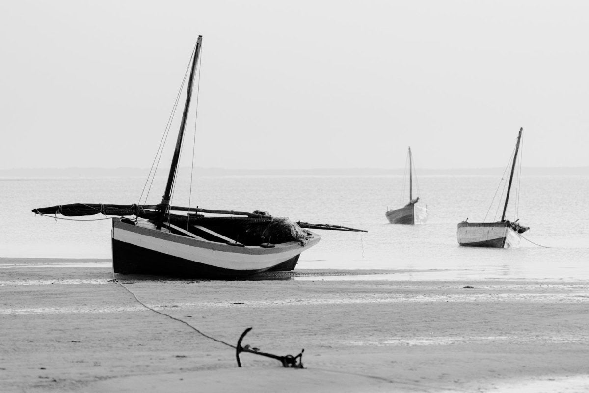 Dhow boats anchored in Bazaruto Archipelago, Mozambique