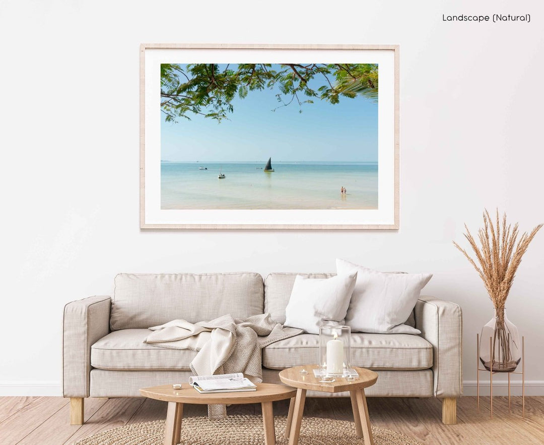 Framed Artwork with a natural frame in a living room