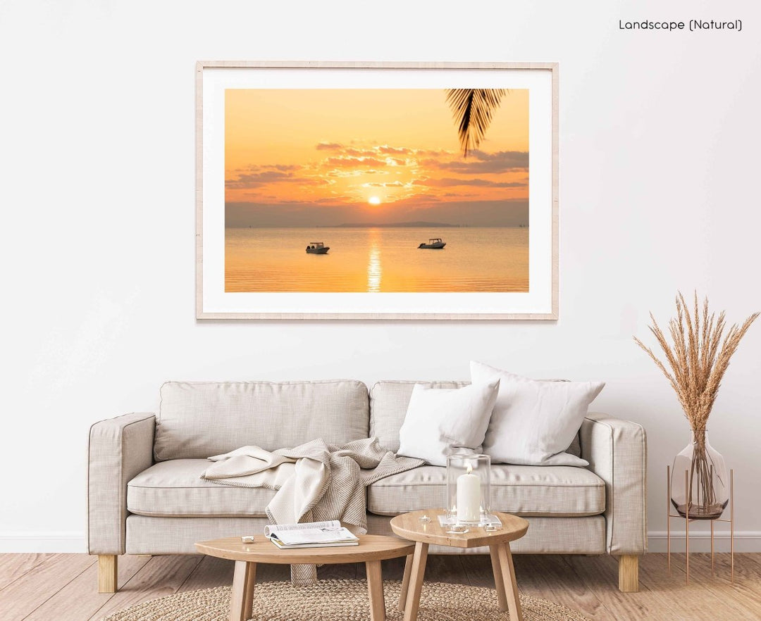 Framed Artwork with a natural frame in a living room