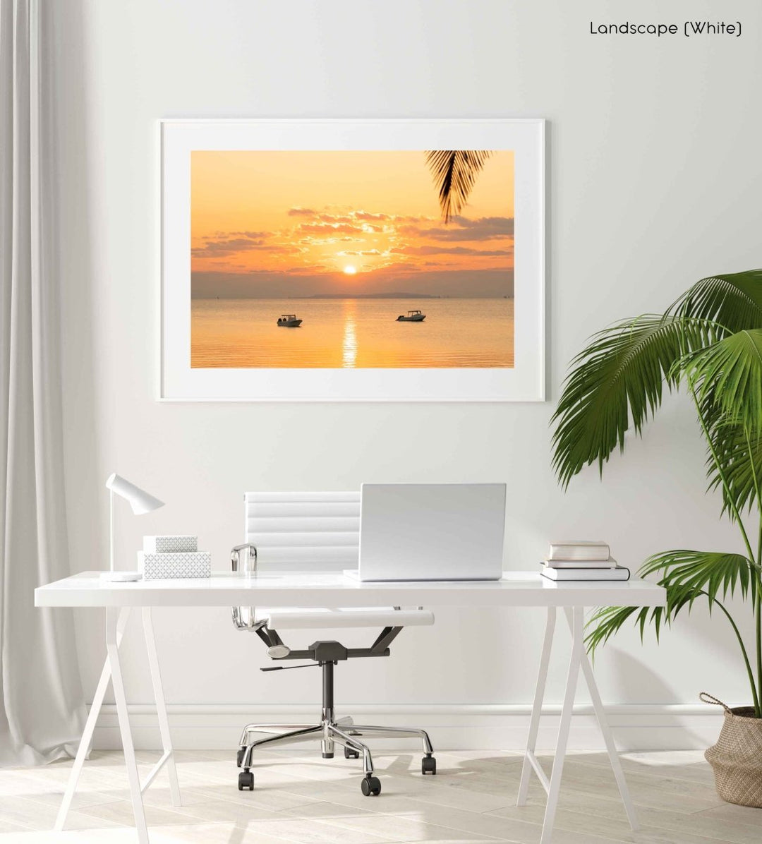 Framed Artwork with a white frame  in an office space