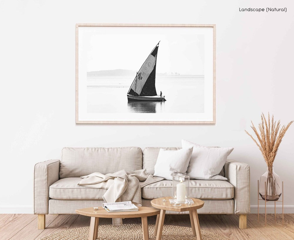 Framed Artwork with a natural frame in a living room