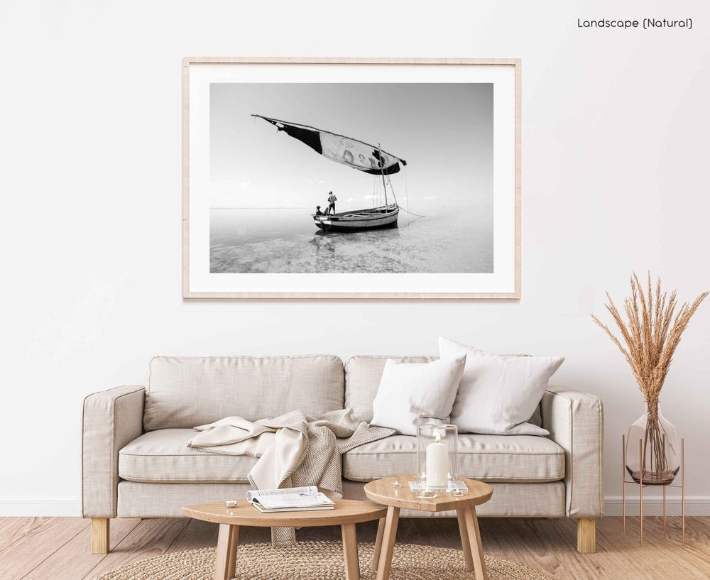 Framed Artwork with a natural frame in a living room