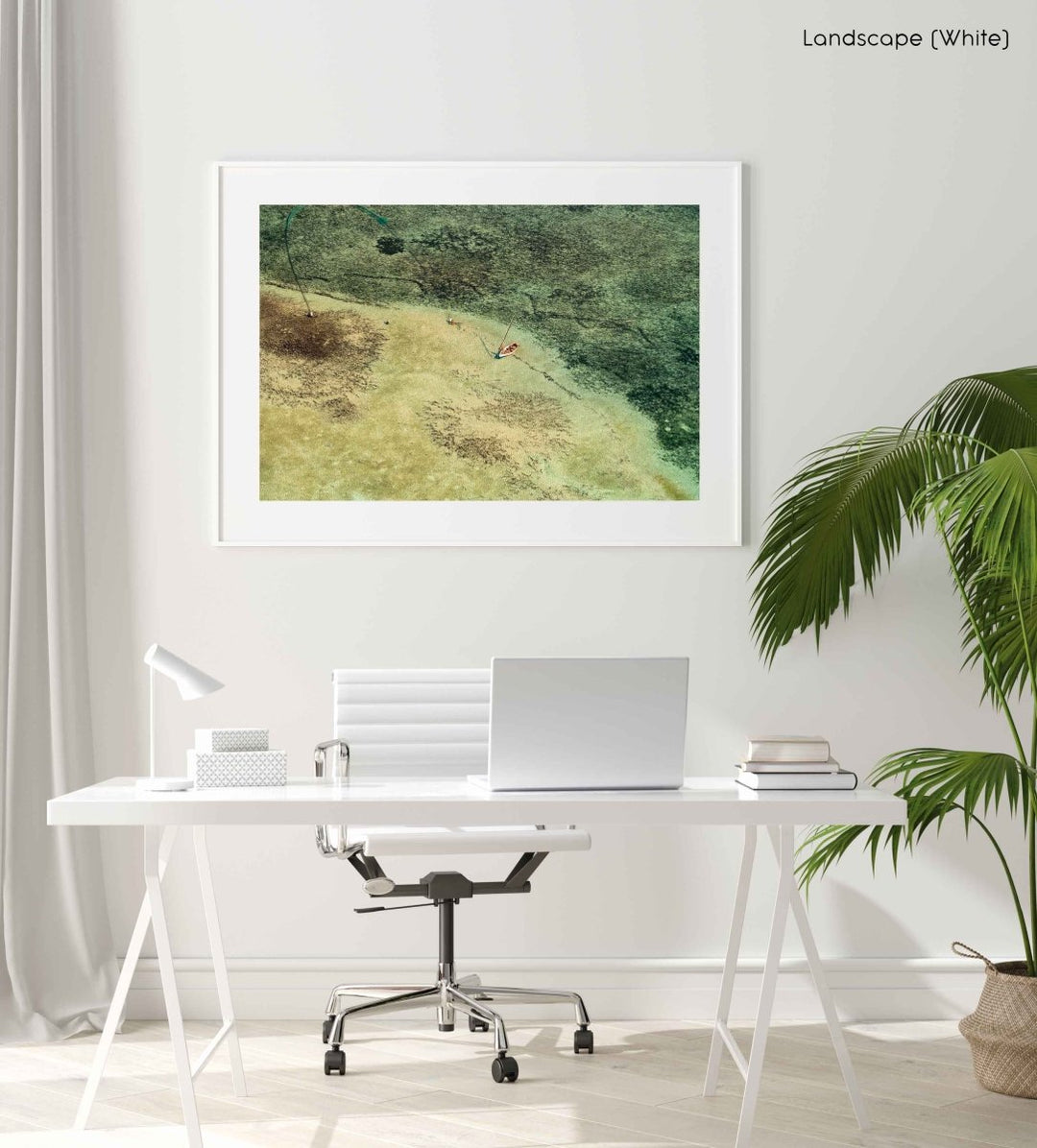 Framed Artwork with a white frame  in an office space