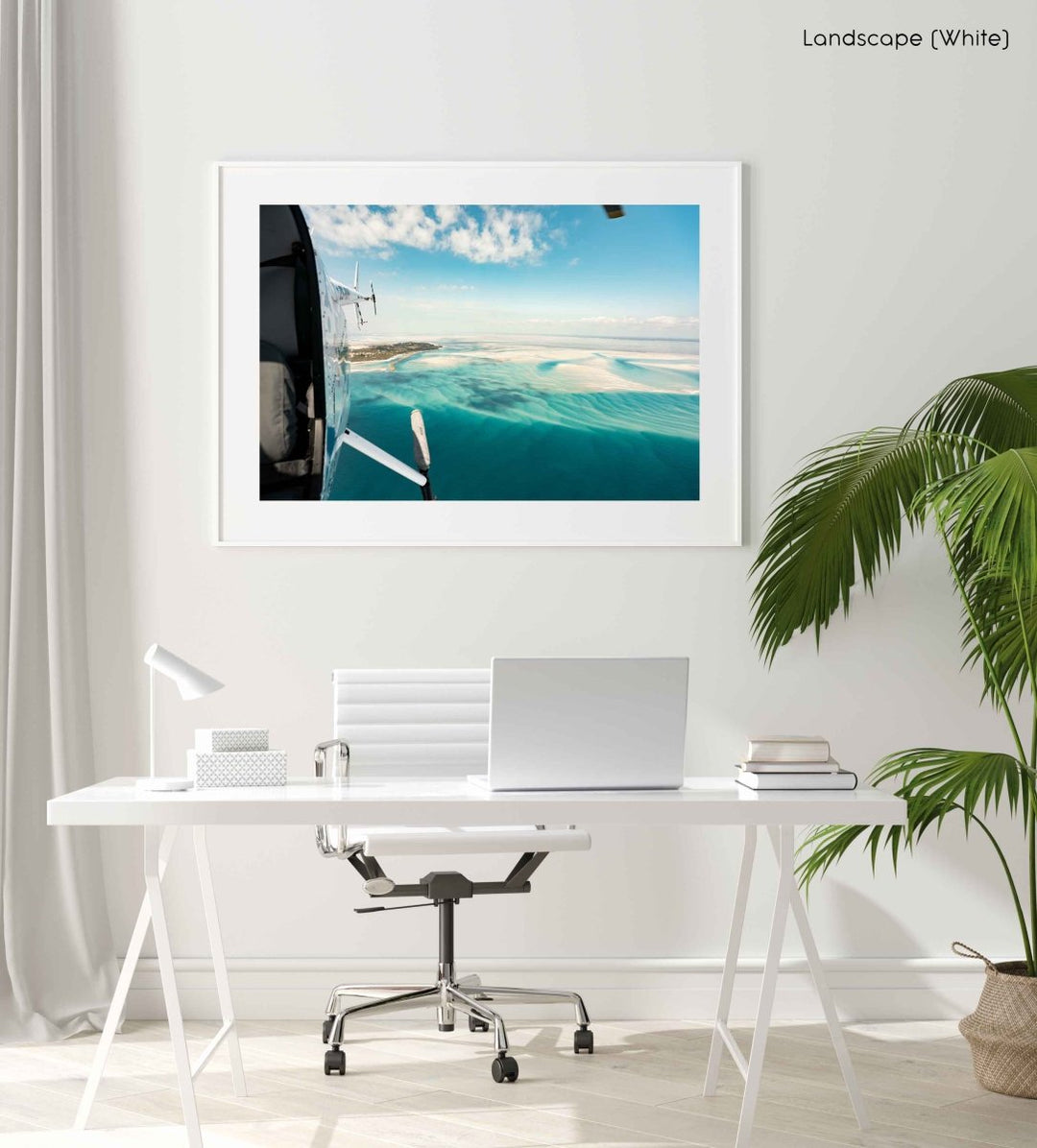 Framed Artwork with a white frame  in an office space