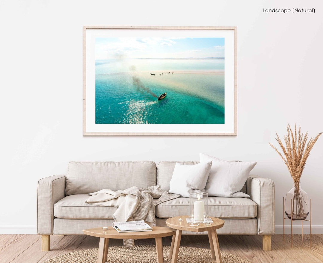 Framed Artwork with a natural frame in a living room