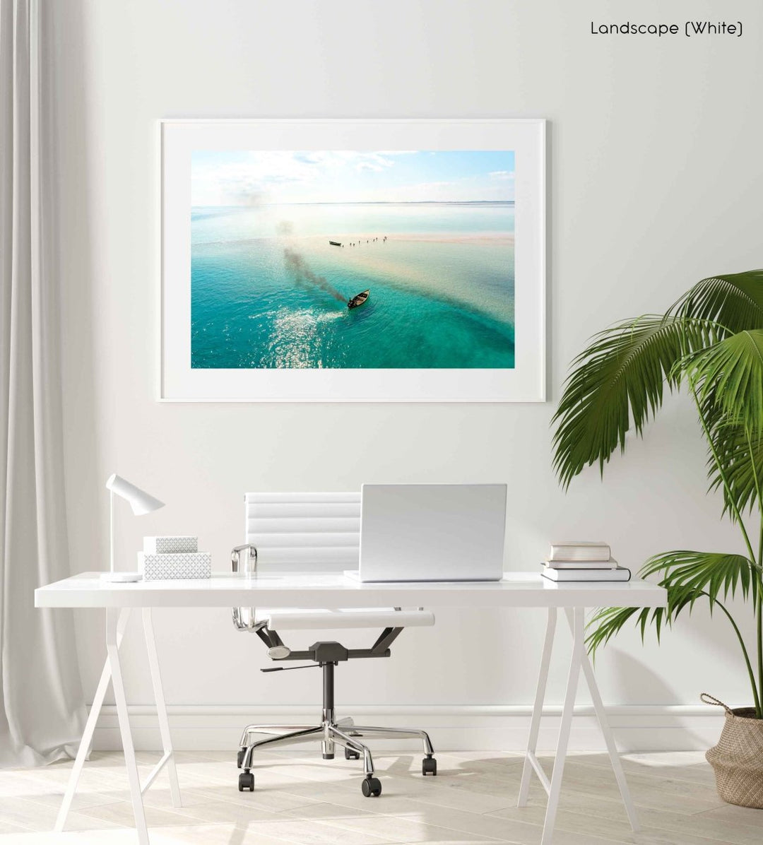 Framed Artwork with a white frame  in an office space