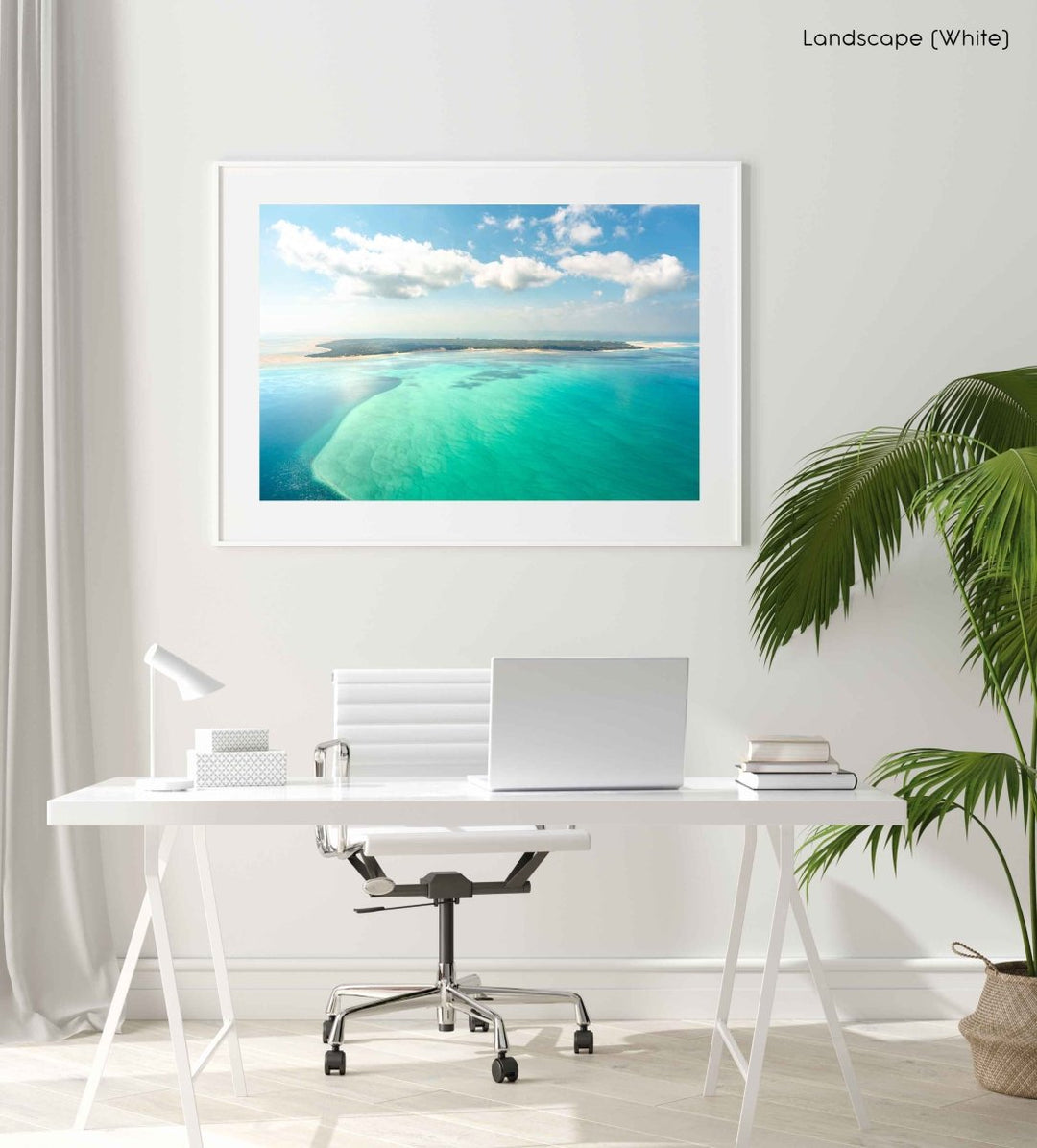 Framed Artwork with a white frame  in an office space