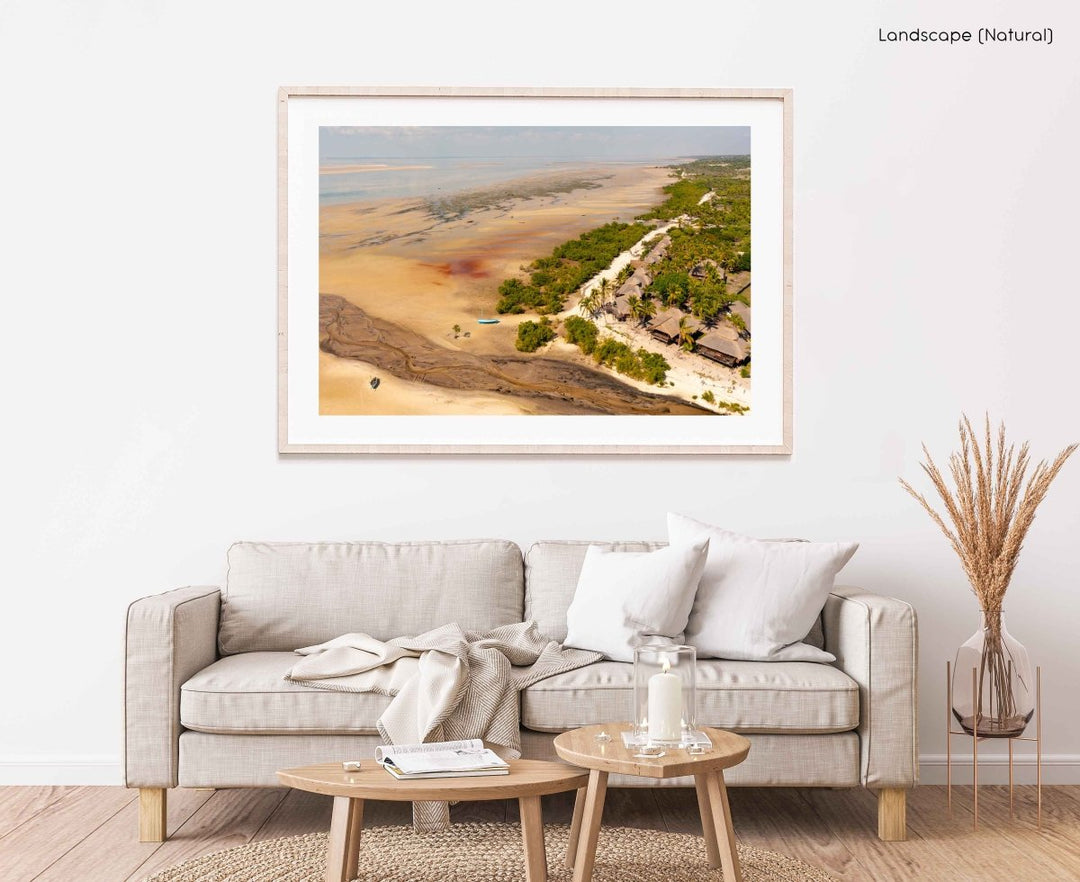 Framed Artwork with a natural frame in a living room