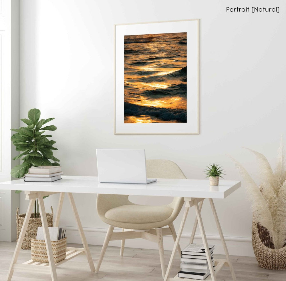 Framed Artwork with a natural frame in a living room