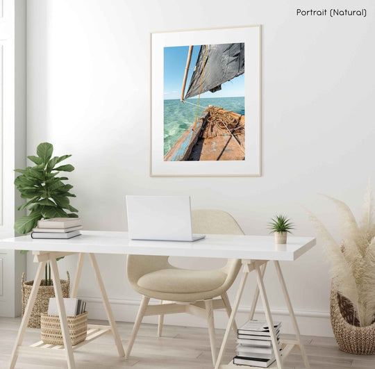 Framed Artwork with a natural frame in a living room