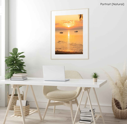 Framed Artwork with a natural frame in a living room