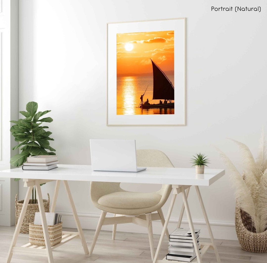 Framed Artwork with a natural frame in a living room