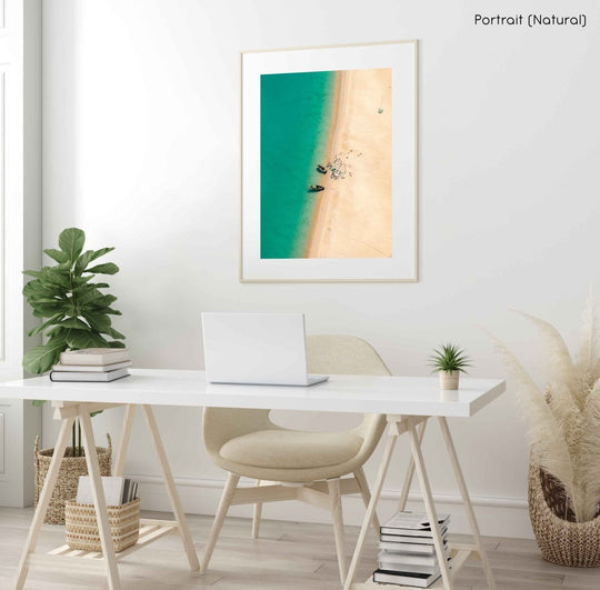 Framed Artwork with a natural frame in a living room