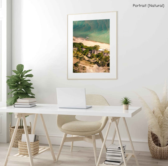 Framed Artwork with a natural frame in a living room