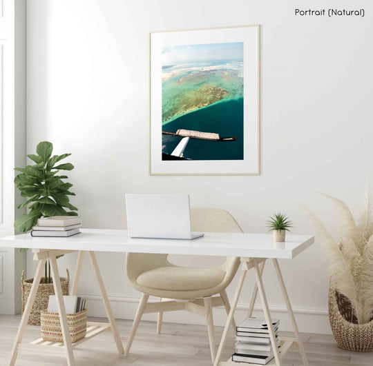 Framed Artwork with a natural frame in a living room