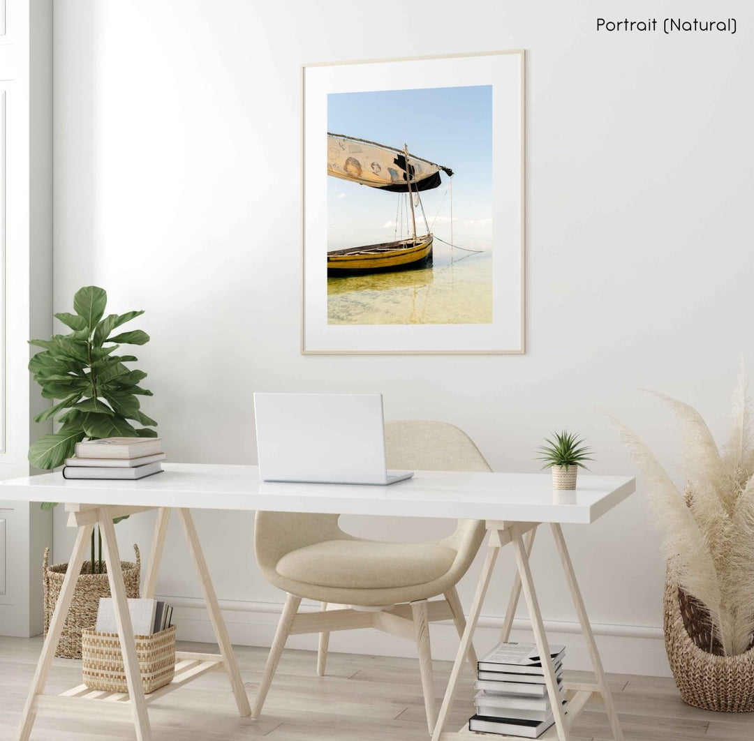 Framed Artwork with a natural frame in a living room