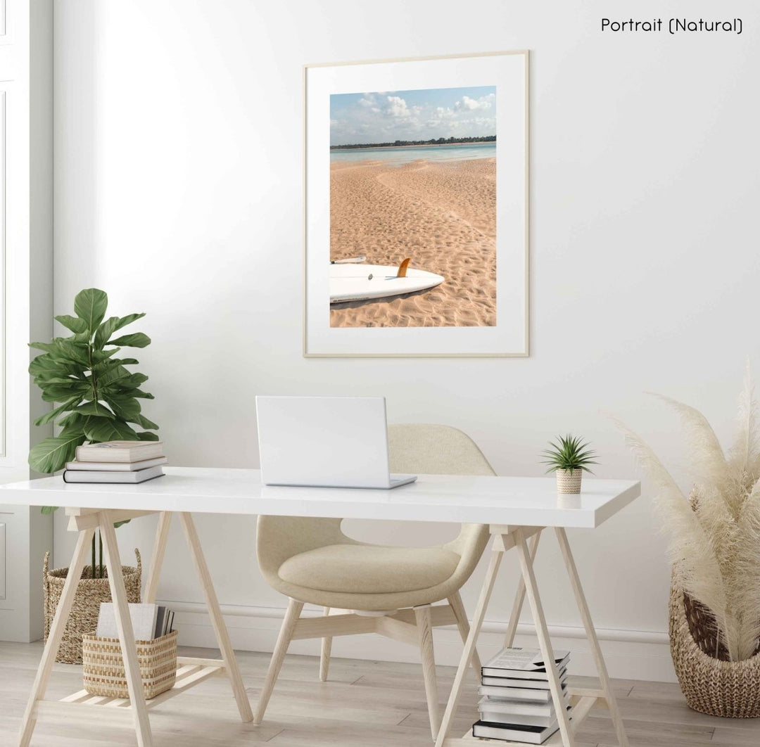 Framed Artwork with a natural frame in a living room