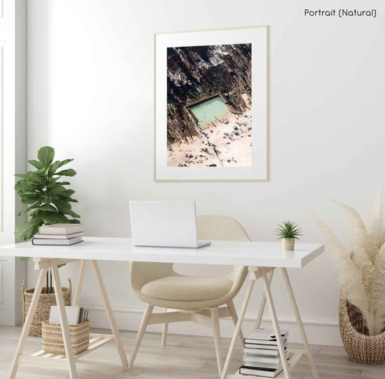 Framed Artwork with a natural frame in a living room