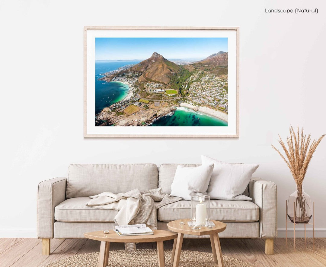 Framed Artwork with a natural frame in a living room