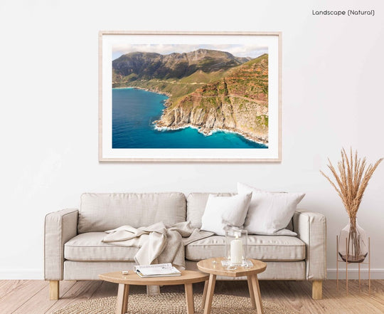 Framed Artwork with a natural frame in a living room