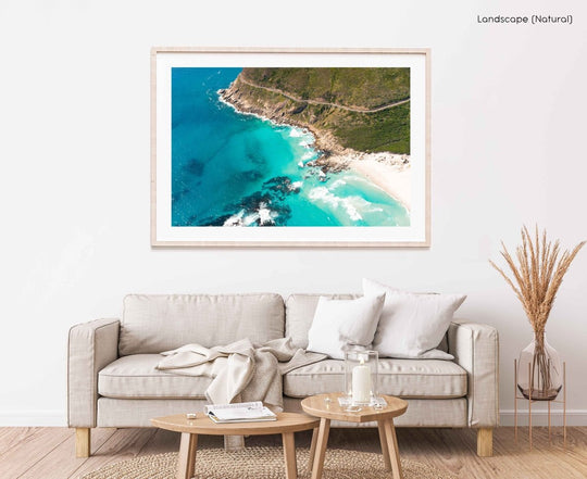 Framed Artwork with a natural frame in a living room