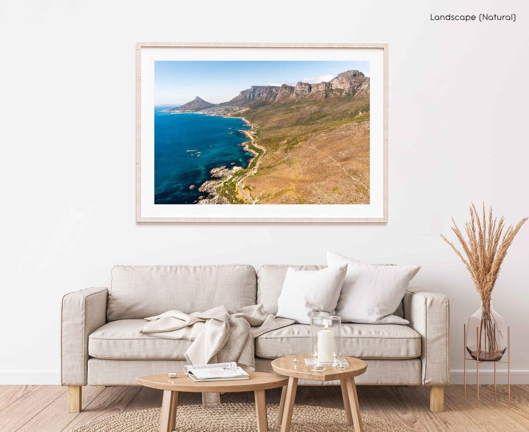 Framed Artwork with a natural frame in a living room