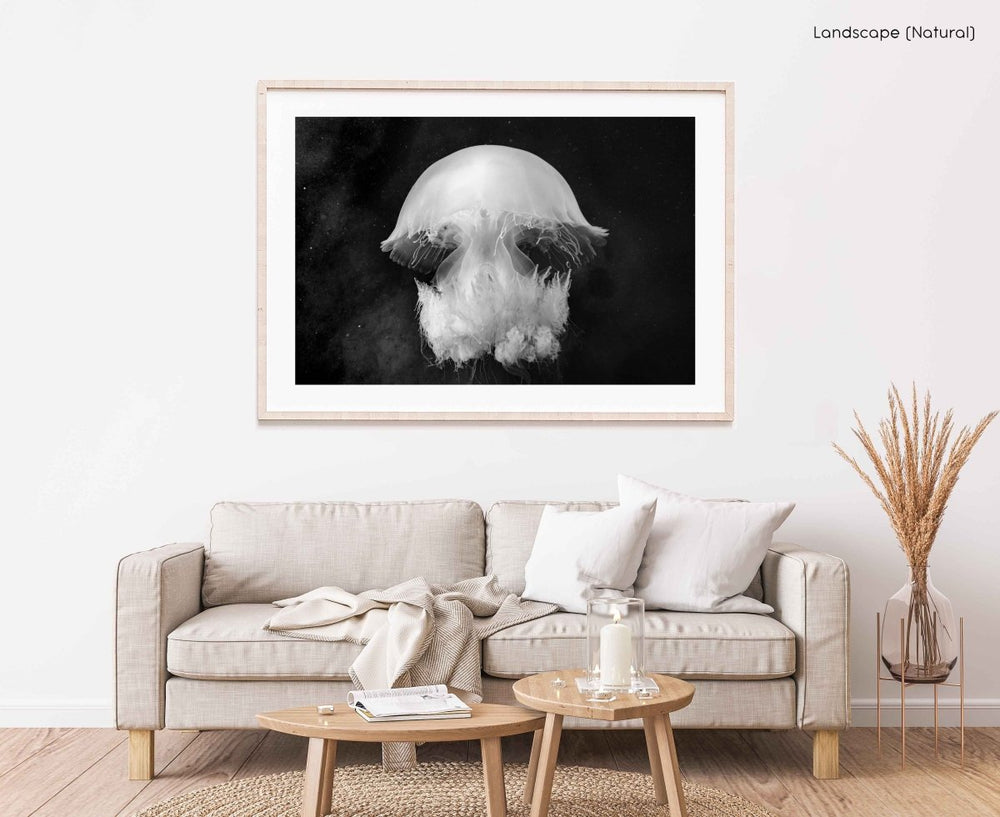 Framed Artwork with a natural frame in a living room