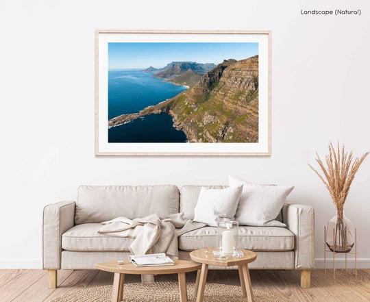 Framed Artwork with a natural frame in a living room