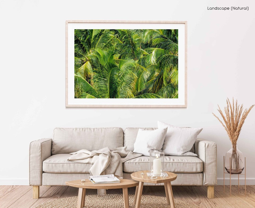 Framed Artwork with a natural frame in a living room