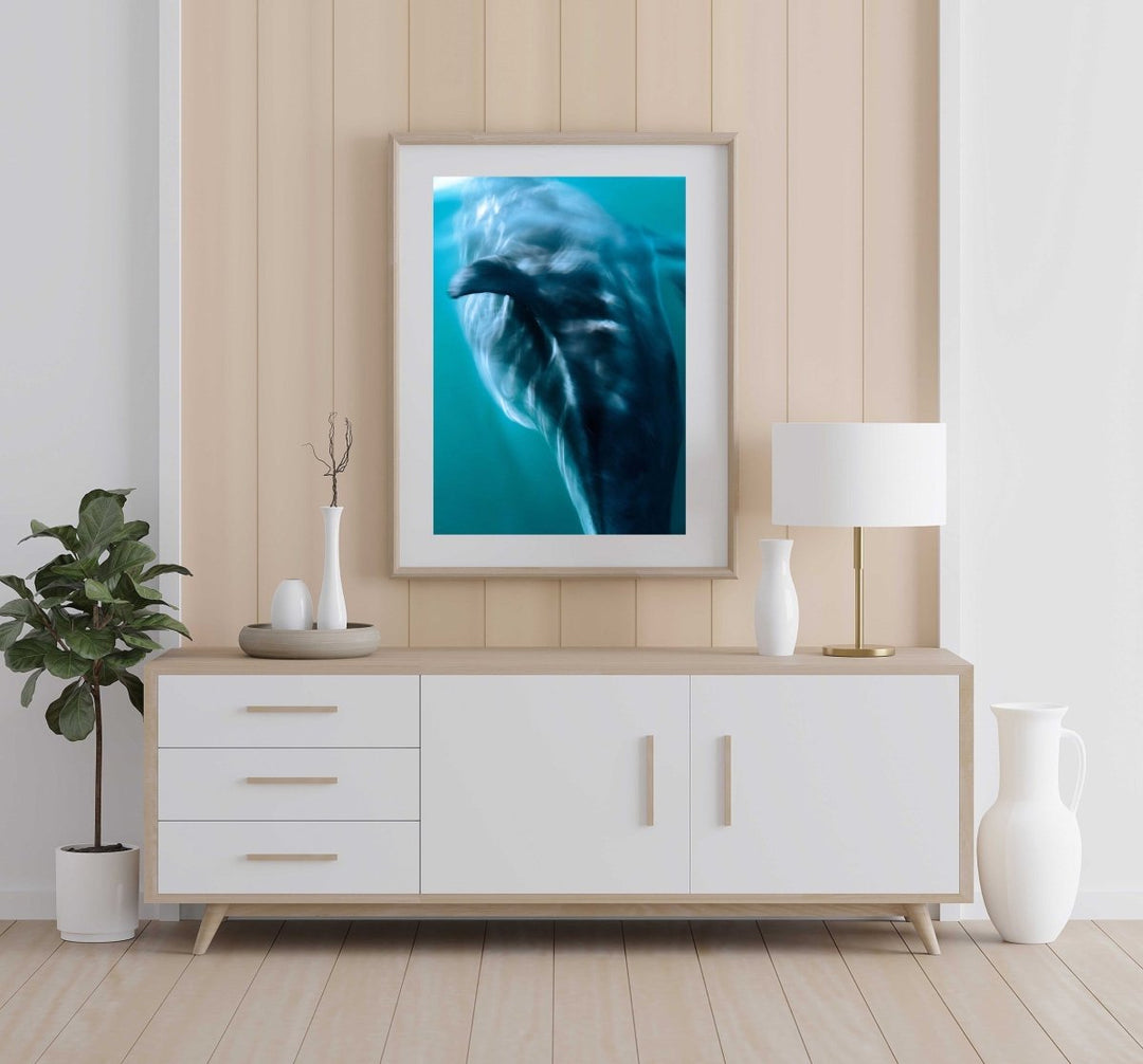 Framed Artwork with a natural frame in a living room