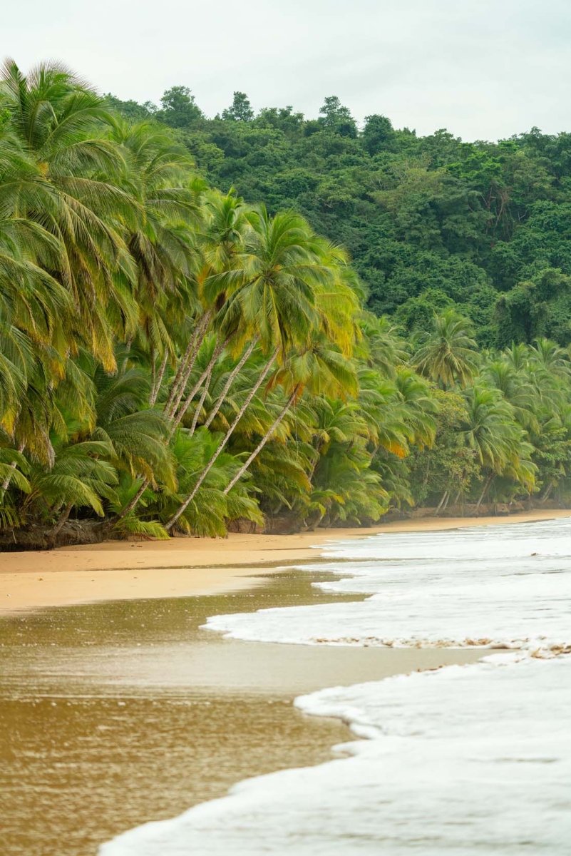 Empty and pristine beach along the Bom Bom resort on principe island