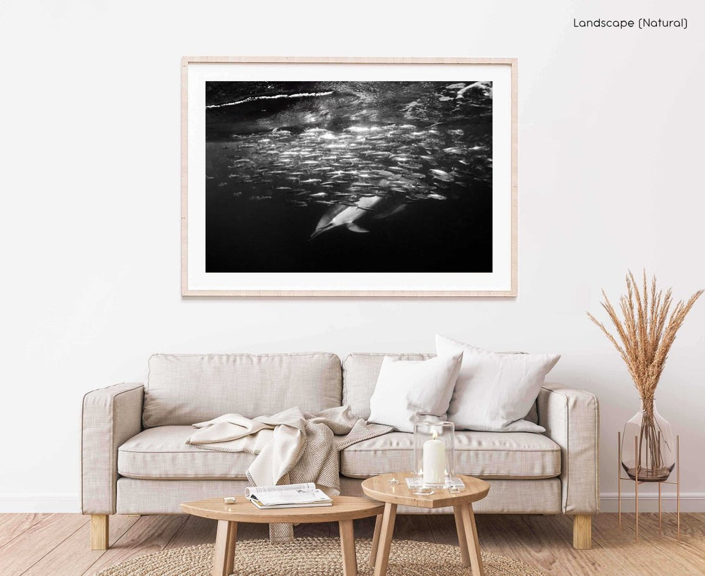 Framed Artwork with a natural frame in a living room