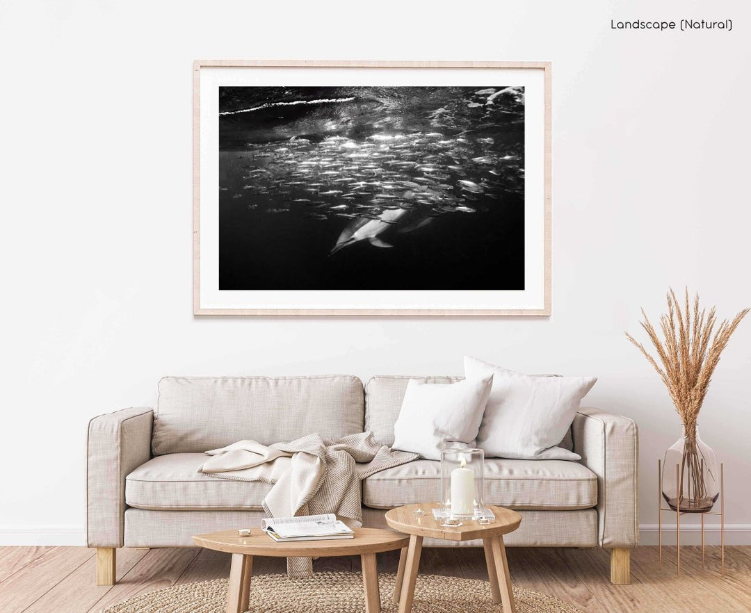 Framed Artwork with a natural frame in a living room