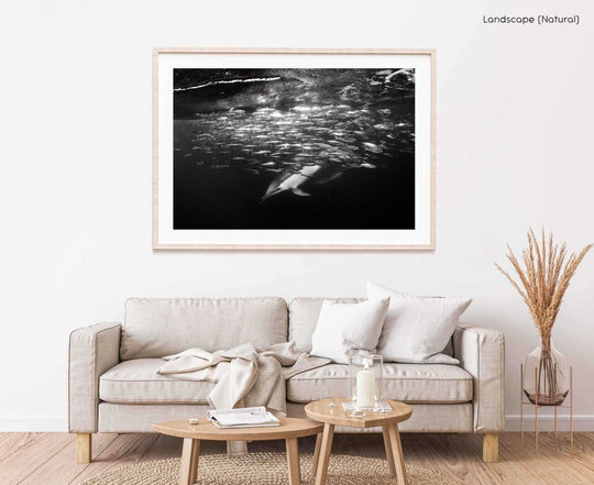 Framed Artwork with a natural frame in a living room