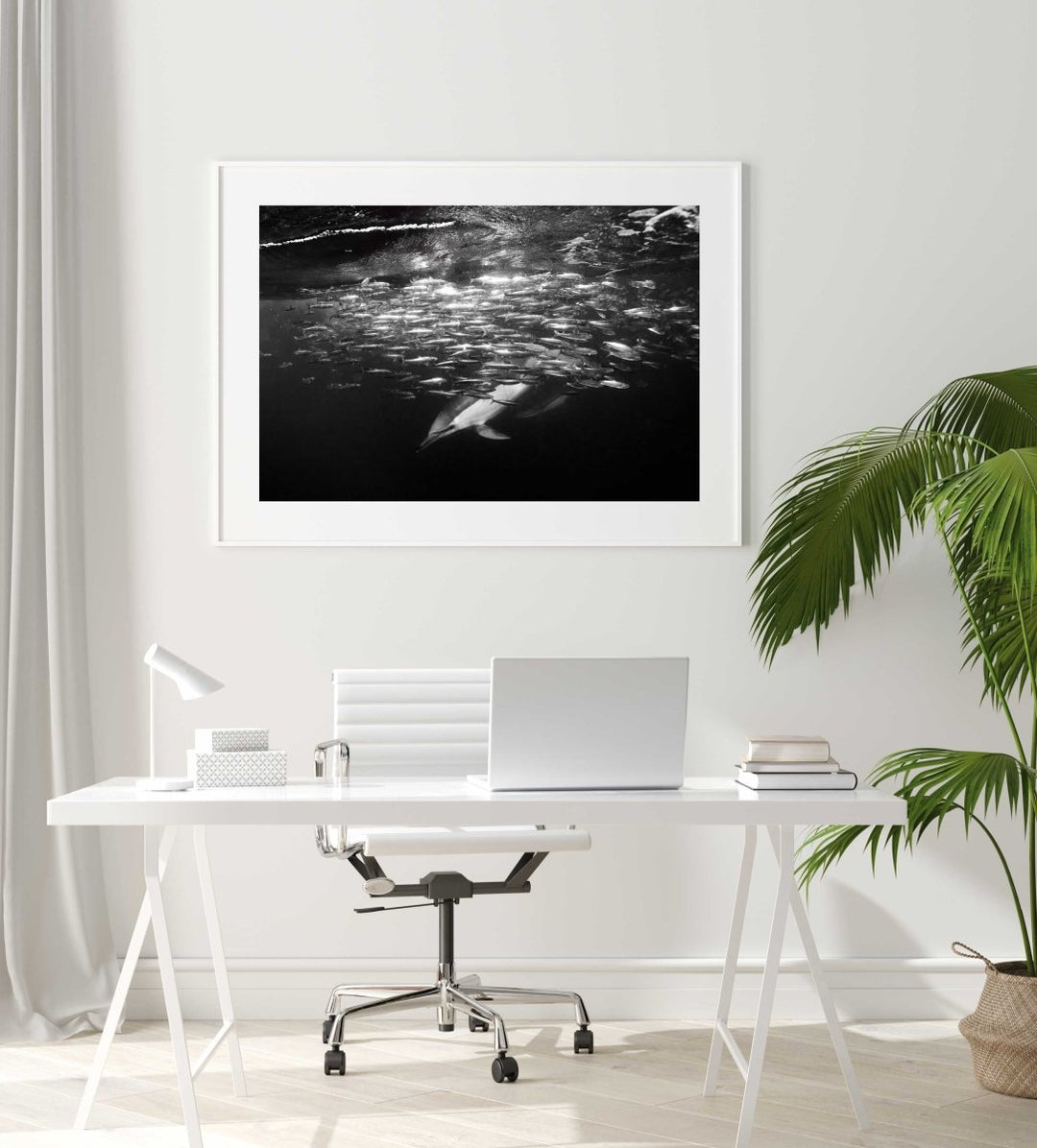 Framed Artwork with a white frame in an office space