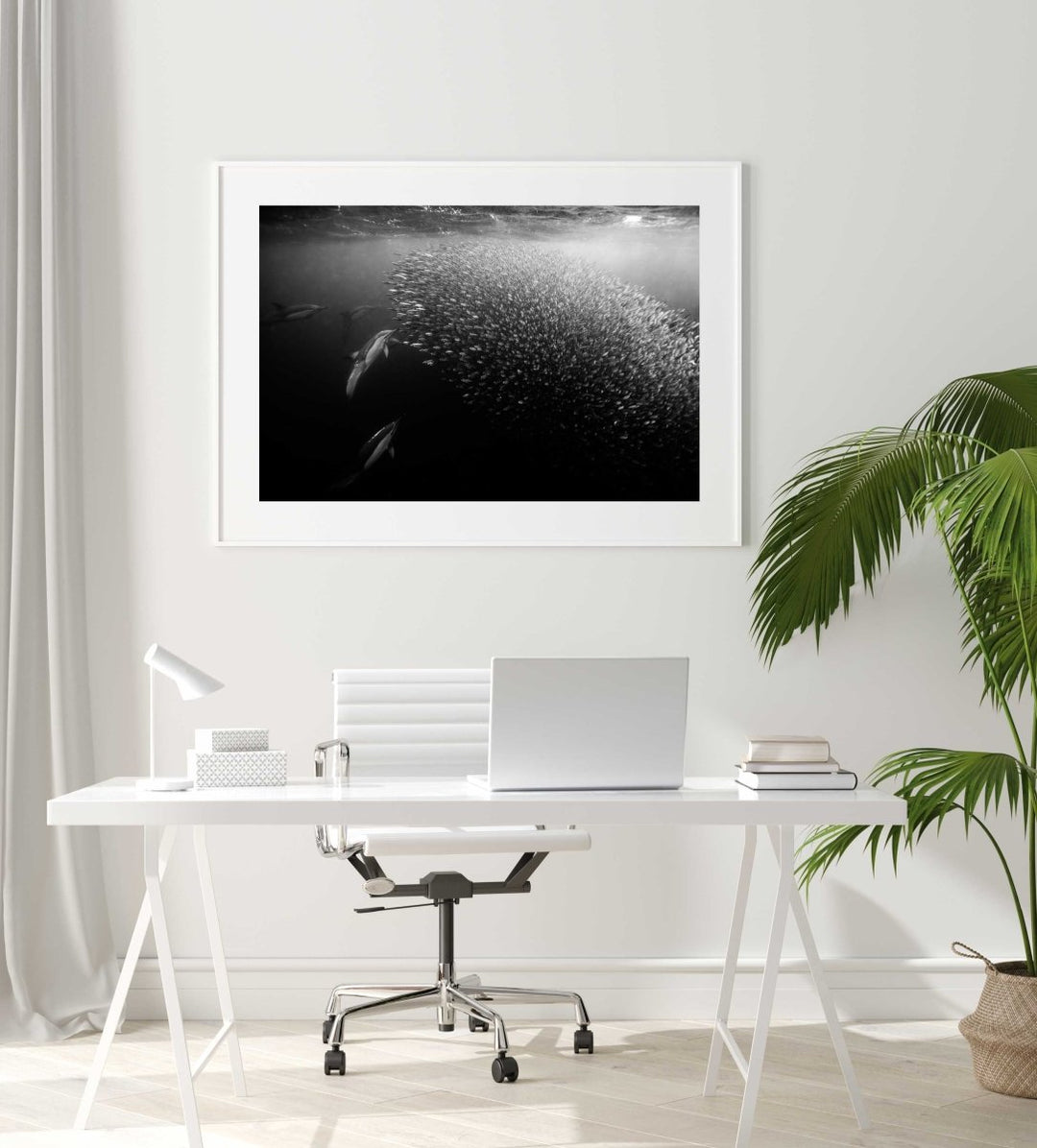 Framed Artwork with a white frame in an office space