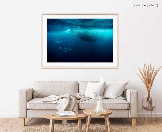 Framed Artwork with a natural frame in a living room